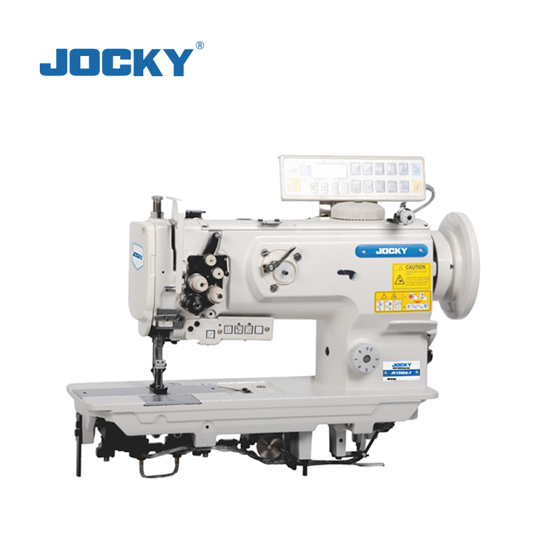 ماكينة خياطة الغرز المتشابكة ذات التغذية المركبة بإبرة مزدوجة JK1560N-7، مع أداة تشذيب الخيط الأوتوماتيكية